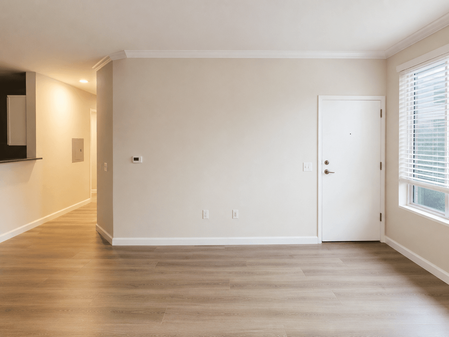 Bare wall → oak slat — before